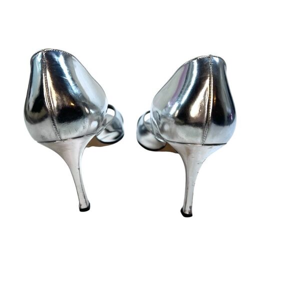 Manolo Blahnik Elegant Silver Peep-Toe Heels size 10 - Picture 5 of 8